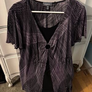 Essentials Women's Black and Purple Blouse